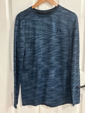 Under Armour Vanish Seamless Fitted Heatgear Long Sleeve Shirt Large Blue